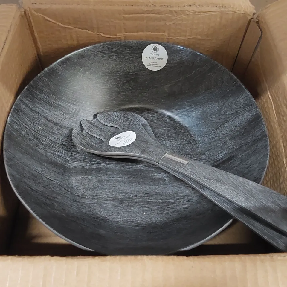 BOXED FAREHAM MELAMINE WOOD EFFECT 3 PIECE SALAD BOWL SET (1 BOX)