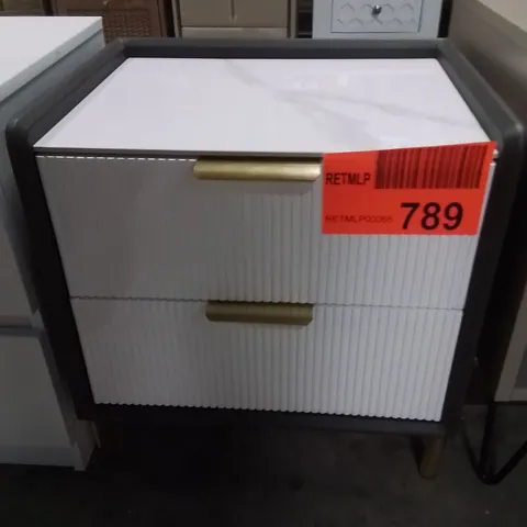 BEDSIDE TABLE WITH 2 DRAWERS WHITE