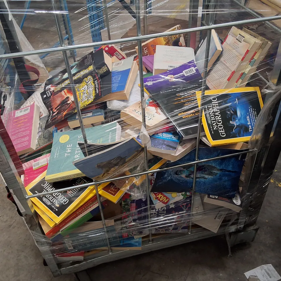CAGE CONTAINING ASSORTED BOOKS