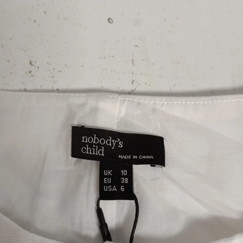 NOBODY'S CHILD CREAM FRILL HEM TAILORED MINI DRESS, UK 10