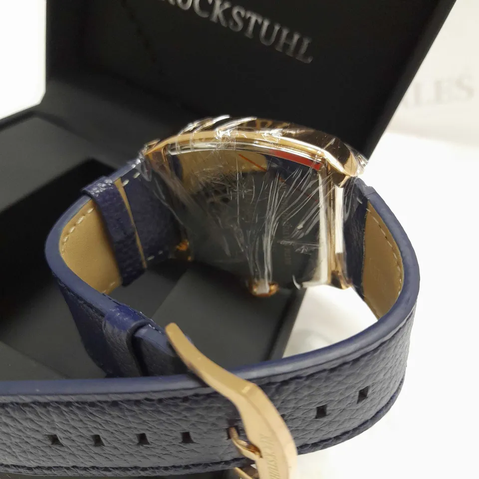 RUCKSTUHL TRIPLE DIAL BLUE LEATHER STRAP WRISTWATCH