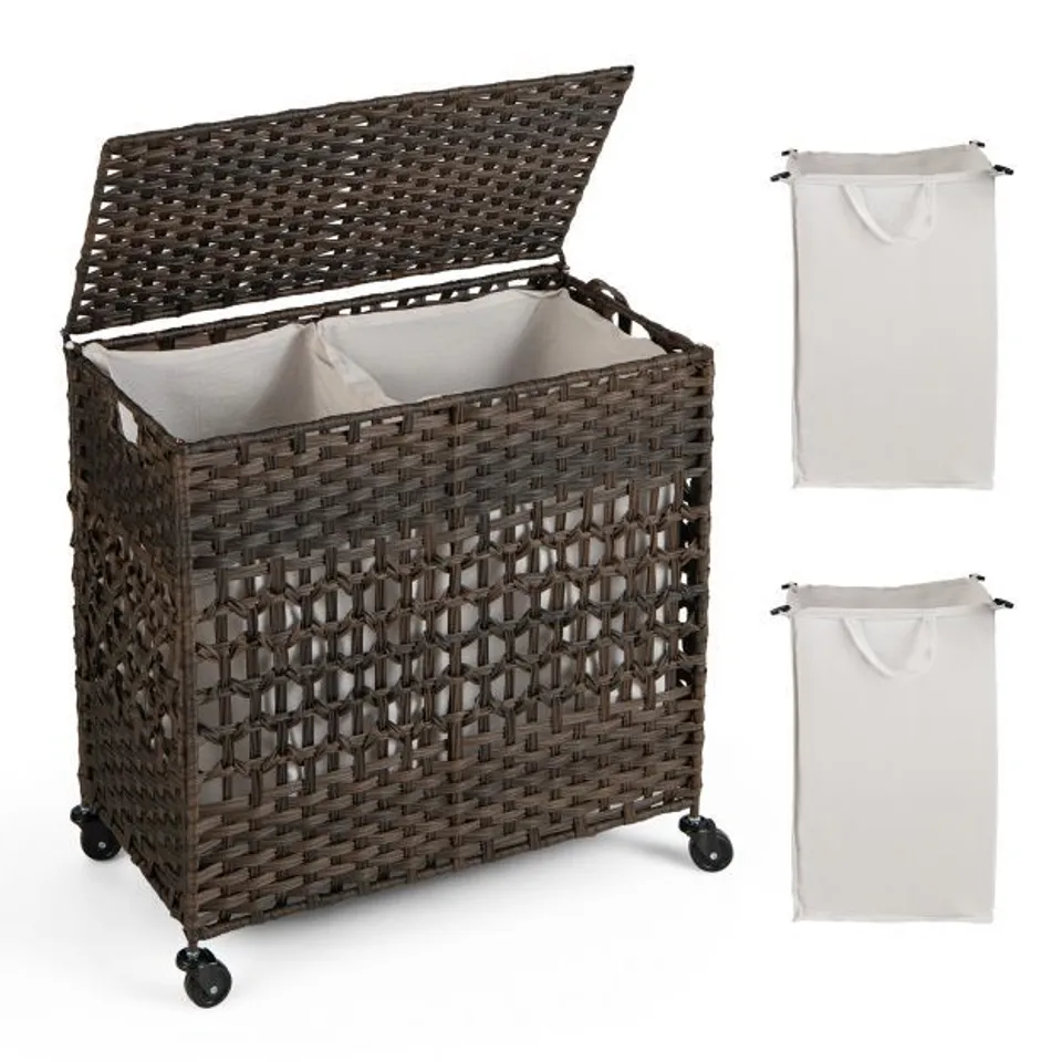 BOXED COSTWAY 110L COLLAPSIBLE LAUNDRY HAMPER LID AND REMOVABLE LINER BAG