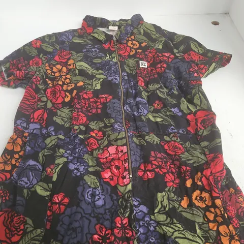 LUCY & YAK FLORAL PRINT ZIP-UP BOILER SUIT, MADE IN INDIA, SIZE 26 
