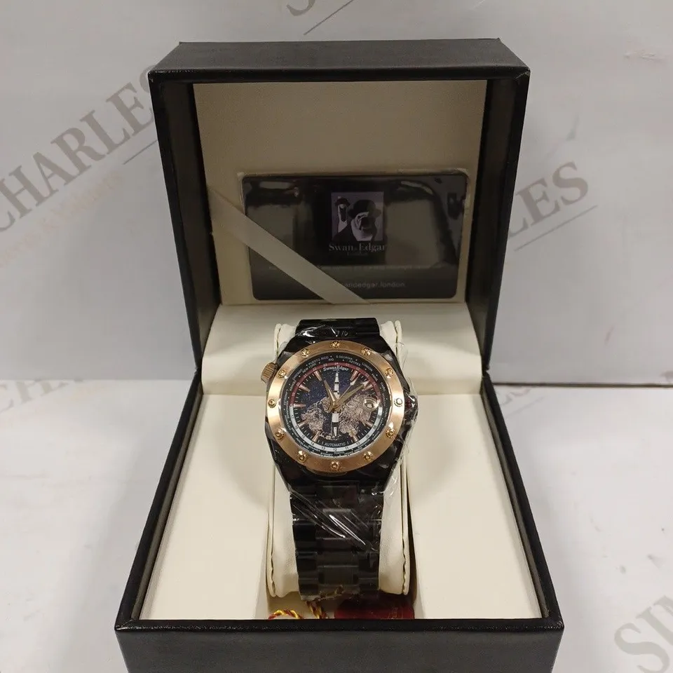  LIMITED EDITION SWAN & EDGAR HAND ASSEMBLED APOLLO AUTOMATIC BLACK WATCH RRP £210