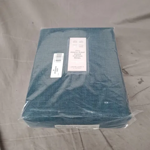 JOHN LEWIS SINGLE PENCIL PLEAT DOOR CURTAIN PANEL IN TEXTURED WEAVE TEAL 167X213CM