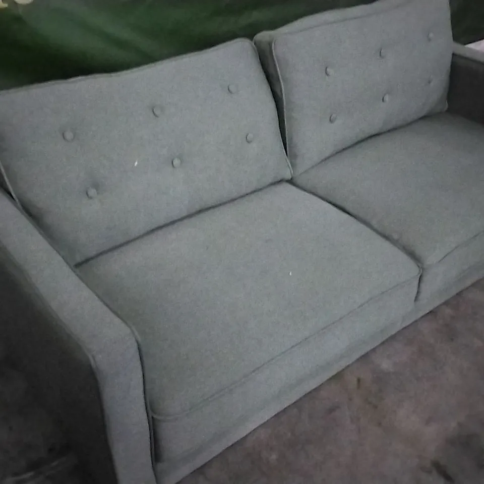DESIGNER OLIVE GREEN FABRIC 3 SEATER BUTTONBACK SOFA