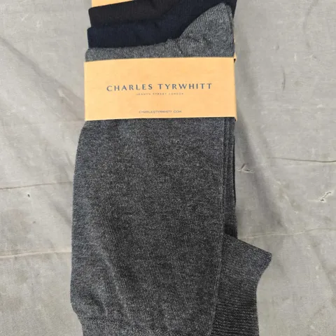 CHARLES TYRWHITT PACK OF 3 MULTI COTTON RICH SOCKS - MEDIUM