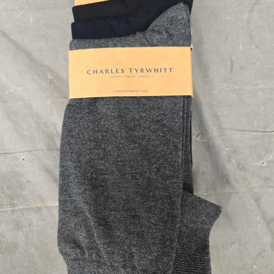 CHARLES TYRWHITT PACK OF 3 MULTI COTTON RICH SOCKS - MEDIUM