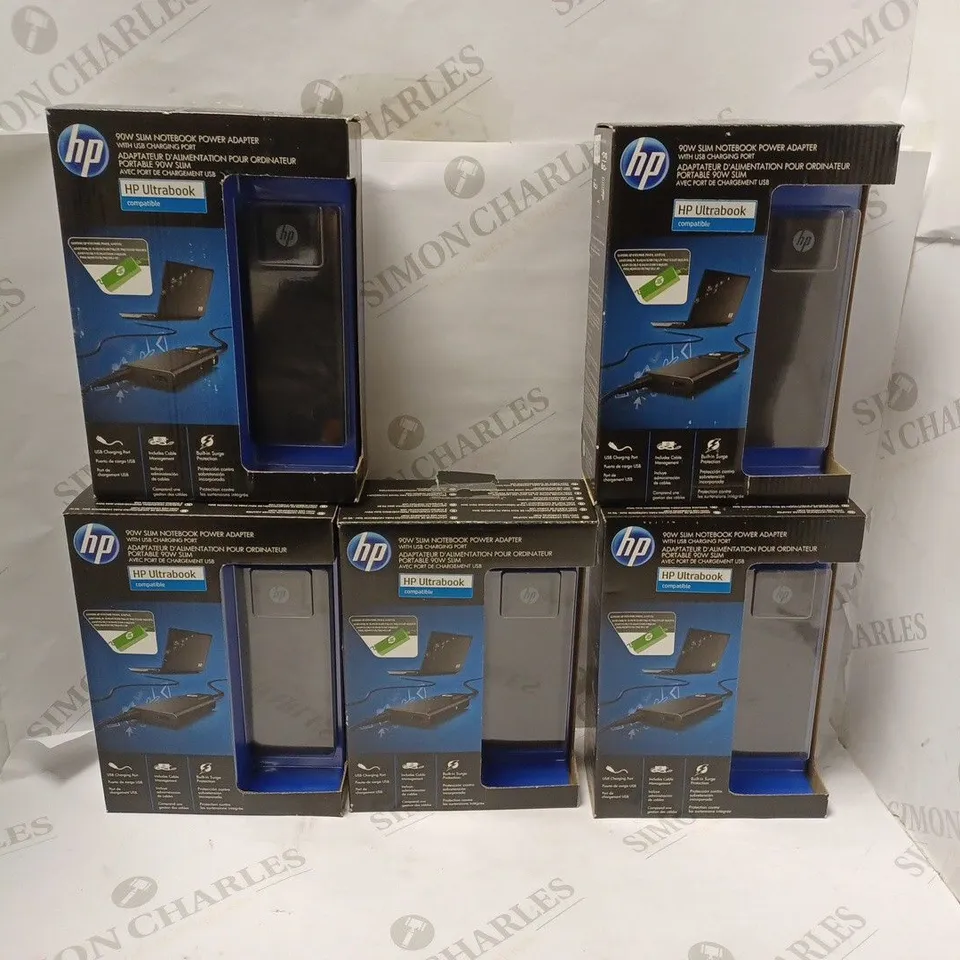 LOT OF 5 HP 90W SLIM NOTEBOOK POWER ADAPTERS