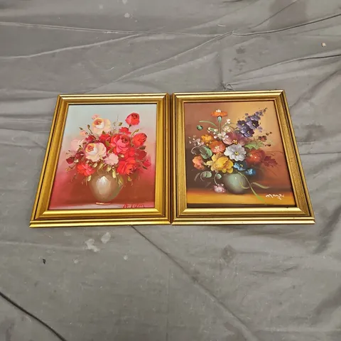 LOT OF 2 FRAMED FLORAL PAINTINGS
