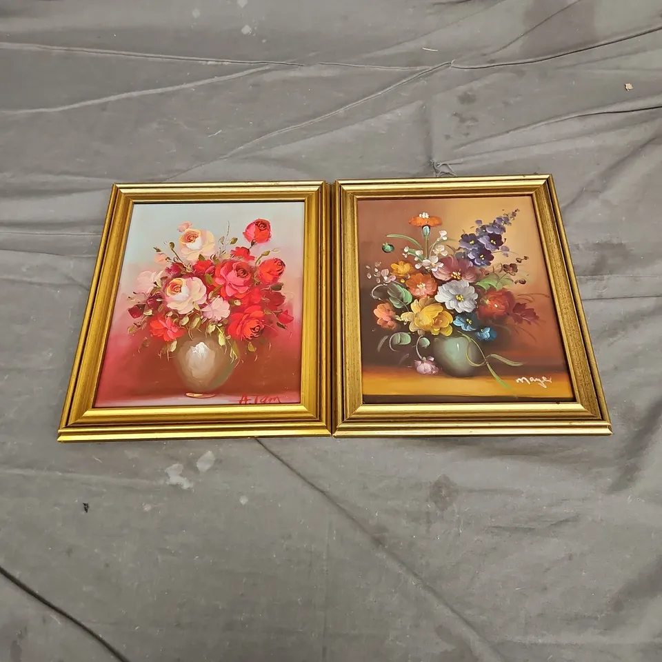 LOT OF 2 FRAMED FLORAL PAINTINGS