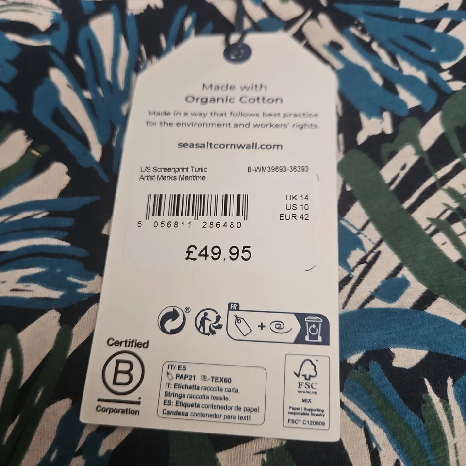 SEASALT CORNWALL LONG-SLEEVE SCREENPRINT TUNIC – UK 14