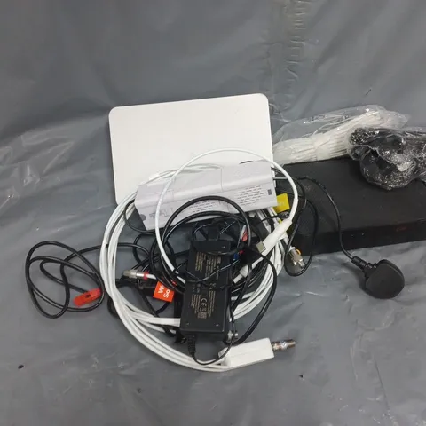 APPROXIMATELY 5 ASSORTED HOUSEHOLD ITEMS TO INCLUDE ROUTERS, CABLES, ETC