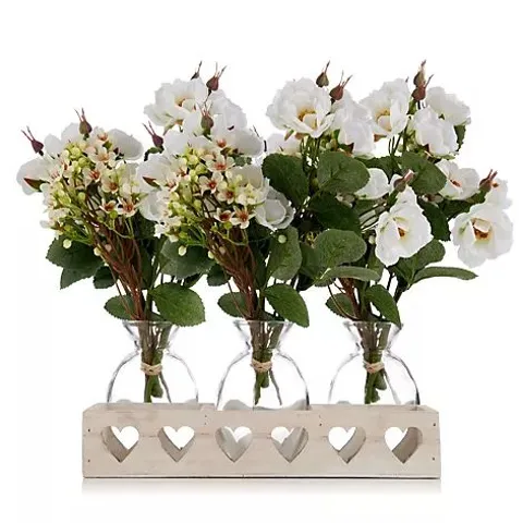 PEONY ROSES & WAXFLOWER SET OF 3 IN TRAY