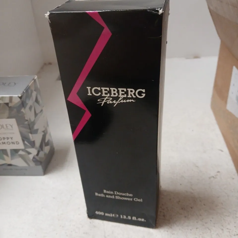 BOX OF APPROXIMATELY 10 COSMETIC ITEMS INCLUDING ICEBERG PARFUM AND YARDLEY POPPY DIAMOND EAU DE TOILETTE 