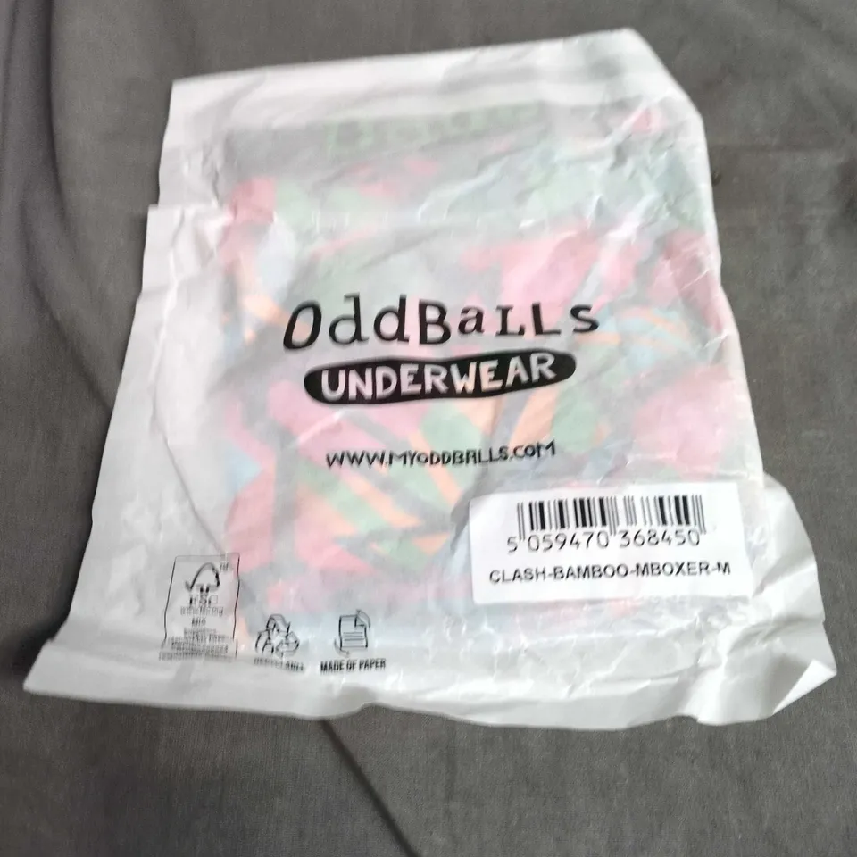 2 PAIRS OF ODDBALLS BAMBOO CLASH BOXER UNDERWEAR – MEN'S BOXER BRIEFS, SIZE M