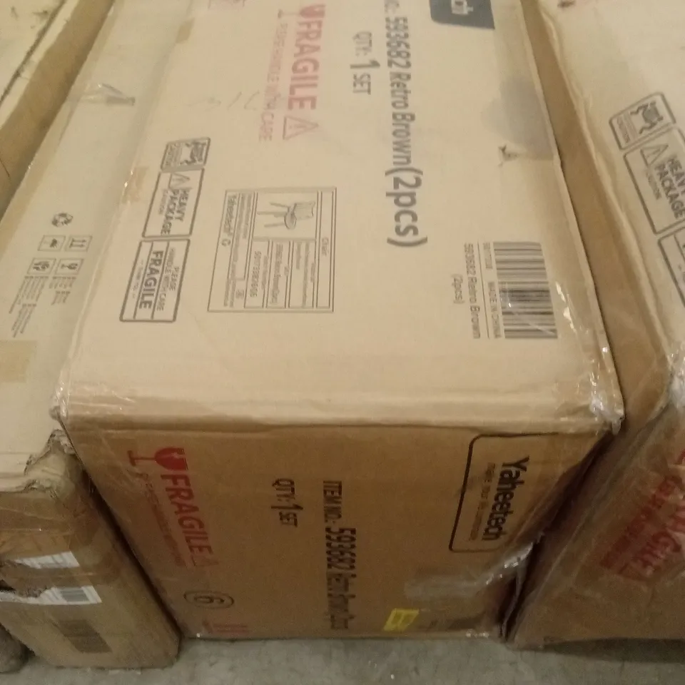 BOXED SET OF 2 YAHEETECH DINING CHAIRS - RETRO BROWN (1 BOX)