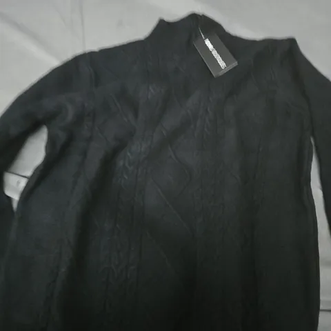 VALLI HIGH NECK CABLE KNIT JUMPER – BLACK - SIZE UNSPECIFIED 