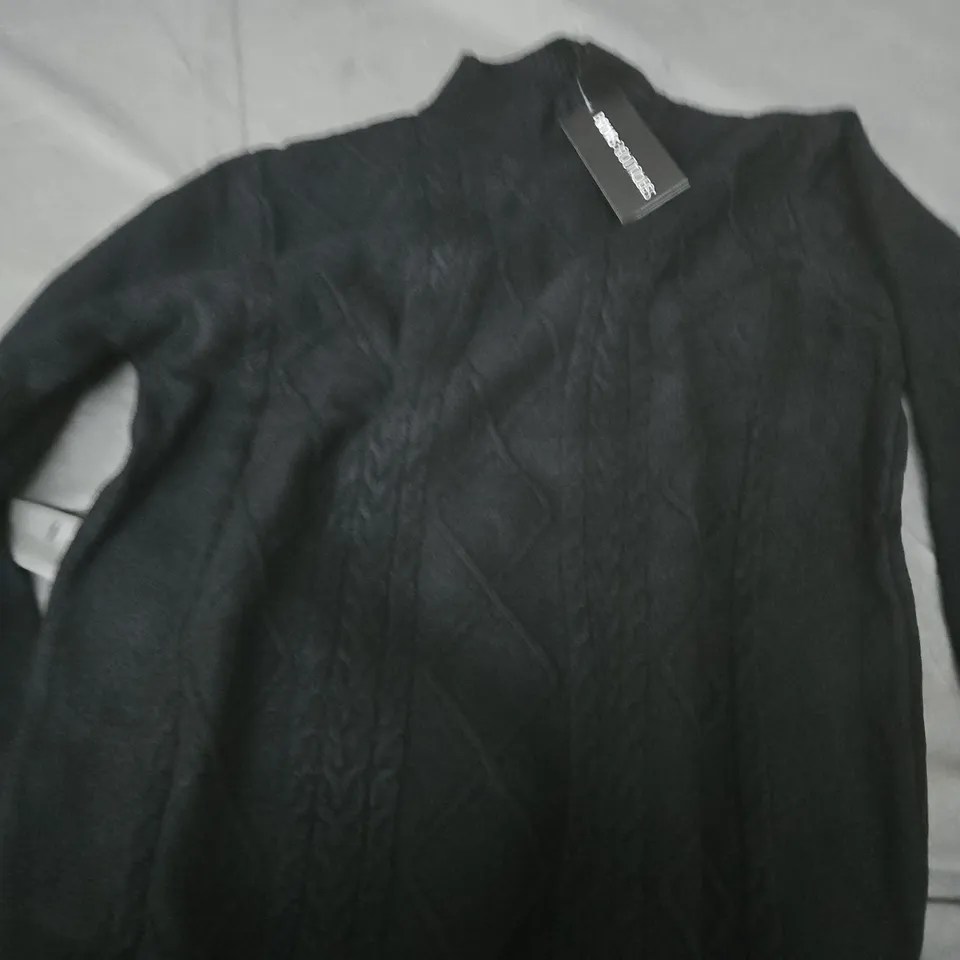 VALLI HIGH NECK CABLE KNIT JUMPER – BLACK - SIZE UNSPECIFIED 