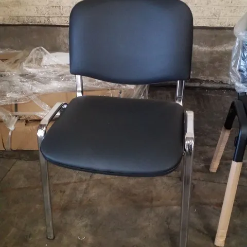 BLACK LEATHER/CHROME LEG DINING CHAIR