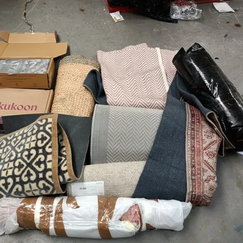 LOT OF 10 ASSORTED HOME RUGS IN VARIOUS STYLES AND SIZES