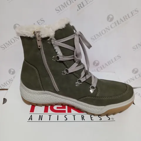 BOXED RIEKER ANTISTRESS KHAKI GREEN HIKING BOOT - SIZE 6 1/2