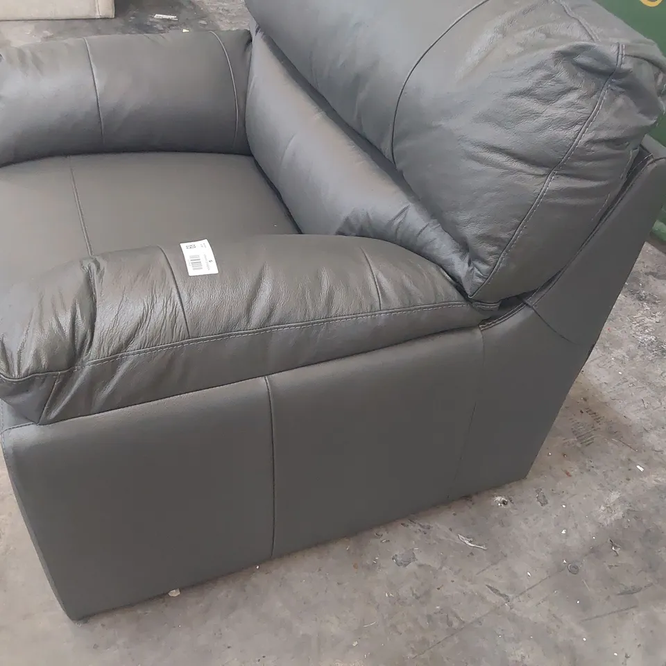 DESIGNER EASY CHAIR GREY LEATHER 