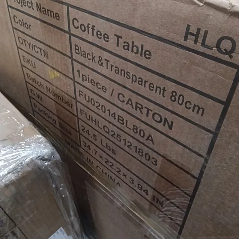 BOXED COFFEE TABLE BLACK & TRANSPARENT 80 CM