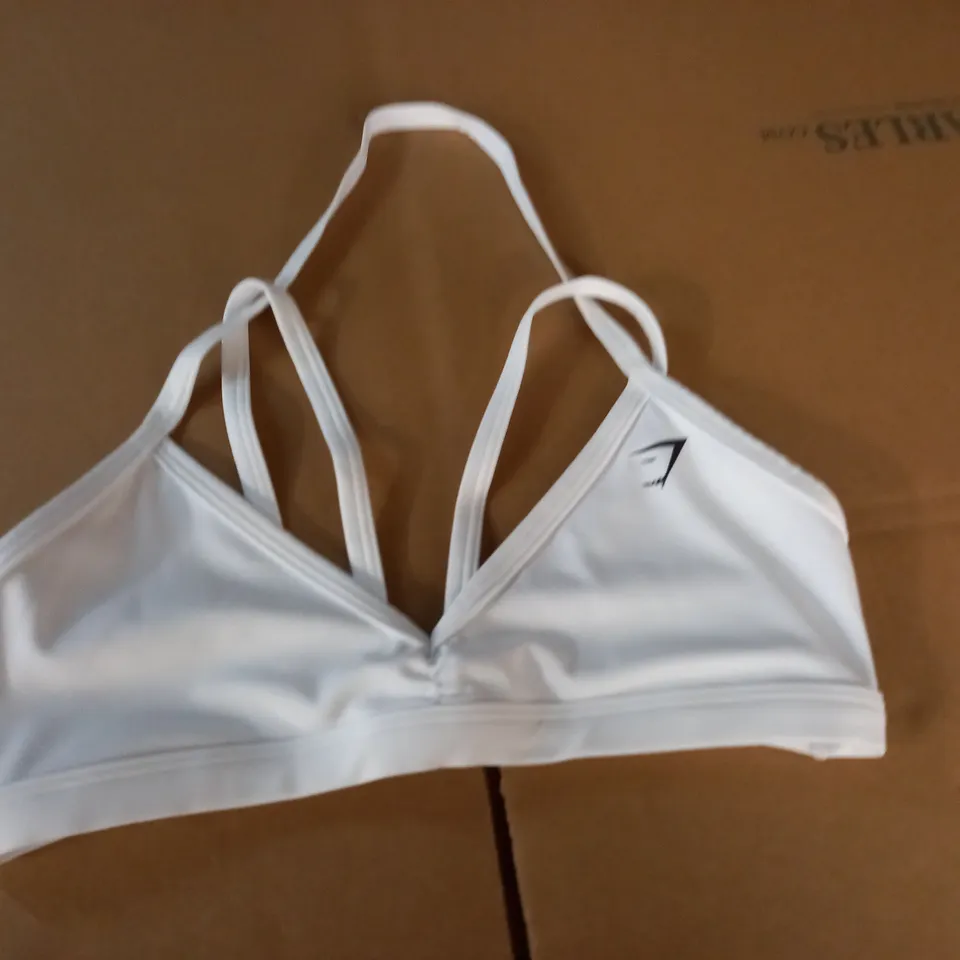 GYMSHARK WHITE SPORTS BRA - S