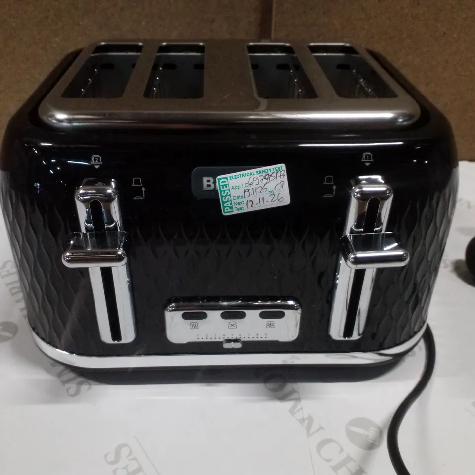 BOXED BREVILLE CURVE COLLECTION BLACK GLOSS 4 SLICE TOASTER
