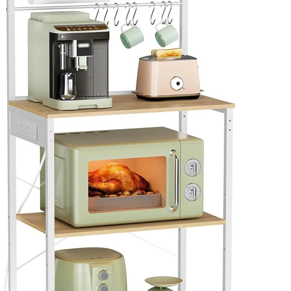 BOXED VASAGLE KITCHEN BAKERS RACK WITH POWER OUTLET