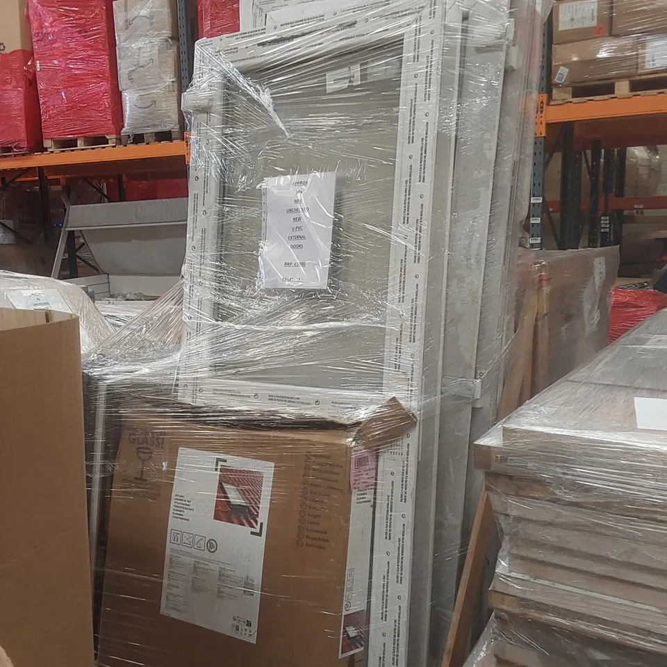 PALLET CONTAINING APPROXIMATELY 10x MIXED U-PVC EXTERNAL DOORS