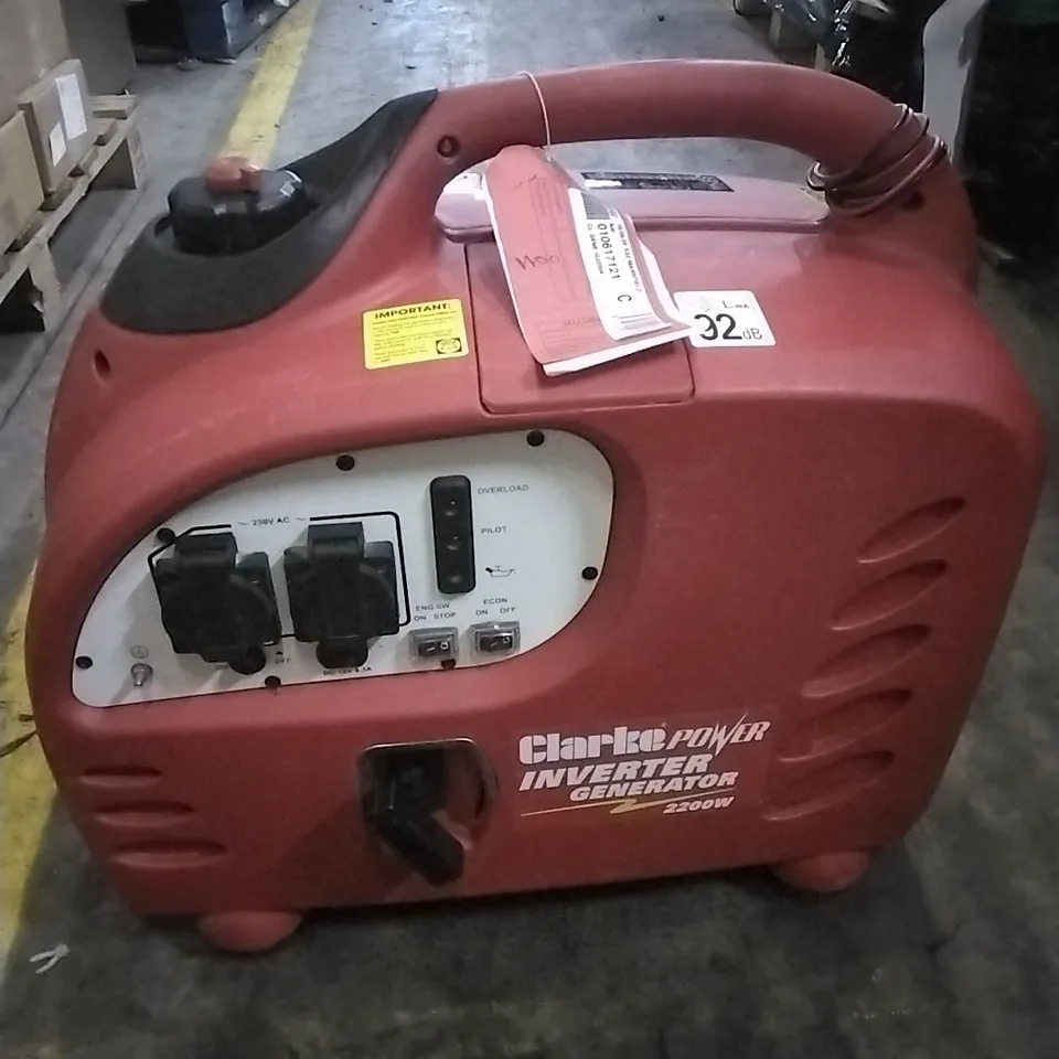 CLARKE IG2200A 2.2KW PETROL INVERTER GENERATOR 