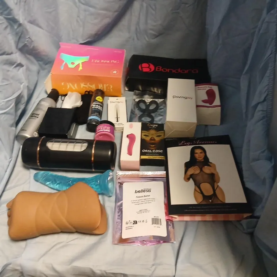 ADULT SEX TOY BUNDLE INCLUDING BONDARA, LOVINGJOY, ORGIE & LEG AVENUE ITEMS