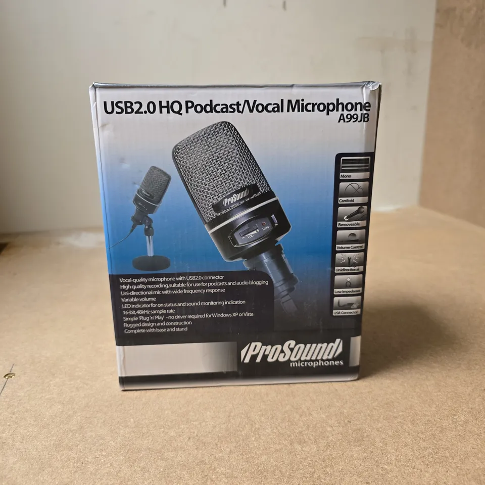 PROSOUND USB 2.0 HQ PODCAST/VOCAL MICROPHONE – A99JB (BOXED)