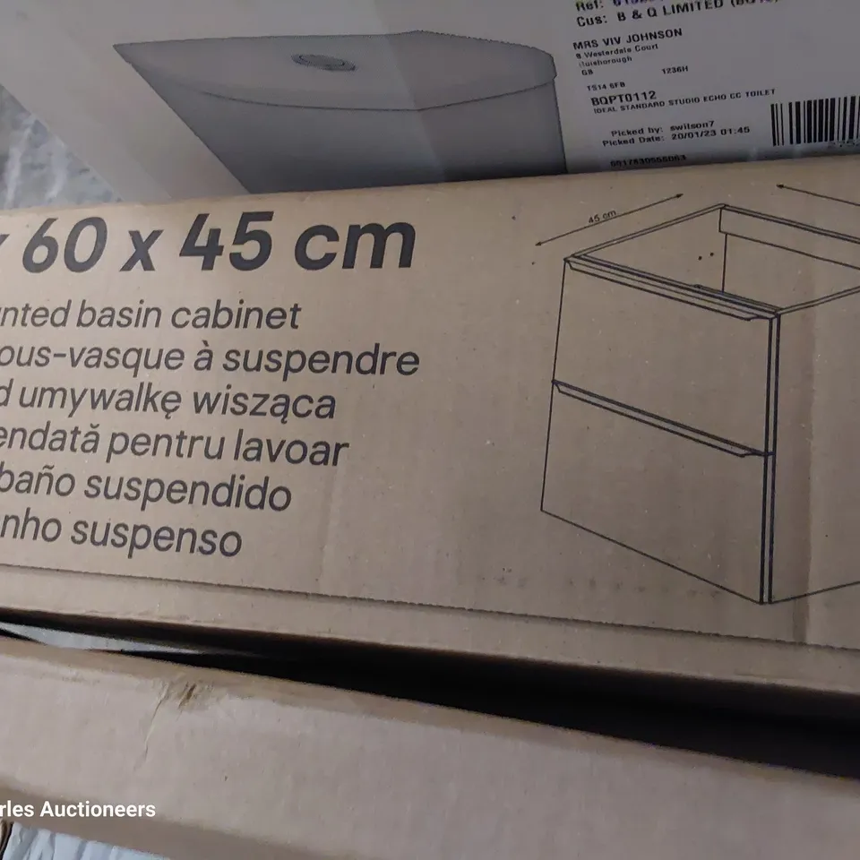 BOXED GOODHOME IMANDRA WALL MOUNTED BASIN CABINET 60cm WARM GREY
