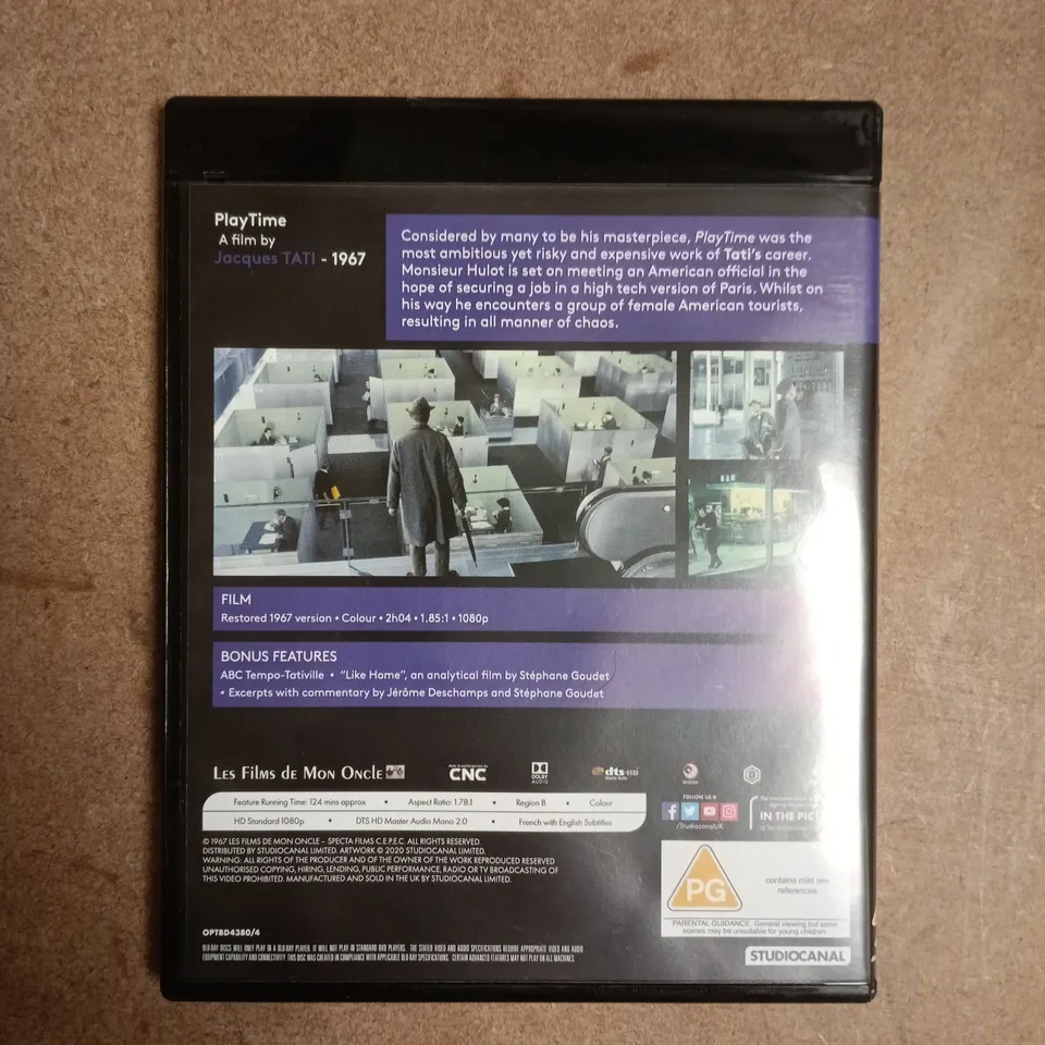 JACQUES TATI "PLAY TIME" BLU-RAY DISC FILM