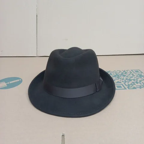 HANDMADE WOOL FEDORA HAT WITH BROWN GROSGRAIN HATBAND