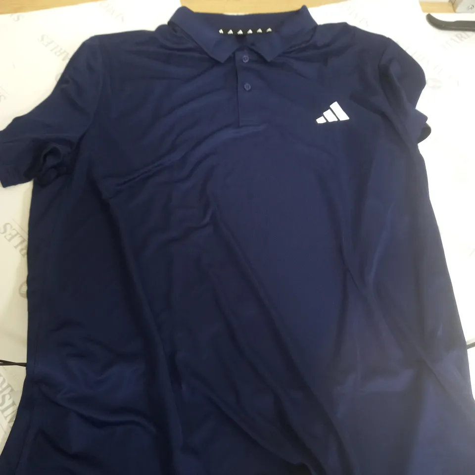 ADIDAS BLUE THIN POLO DRI FIT TOP - XL