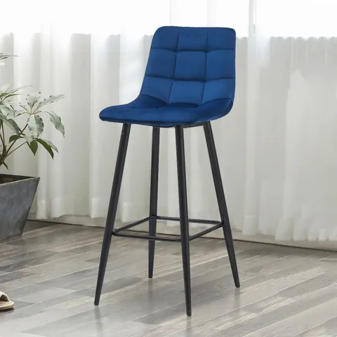 BOXED PAIR OF GREY BUTTON BACK VELVET UPHOLSTERED SIDE CHAIRS