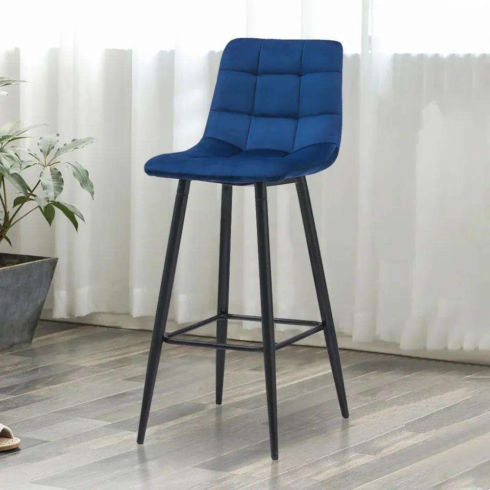 BOXED PAIR OF GREY BUTTON BACK VELVET UPHOLSTERED SIDE CHAIRS 