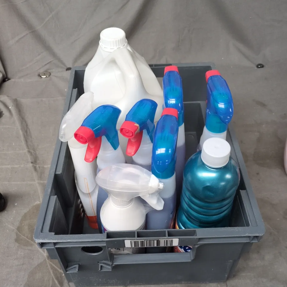 TOTE OF APPROXIMATELY 8 ASSORTED LIQUID ITEMS TO INCLUDE: BOLD STAIN REMOVER 