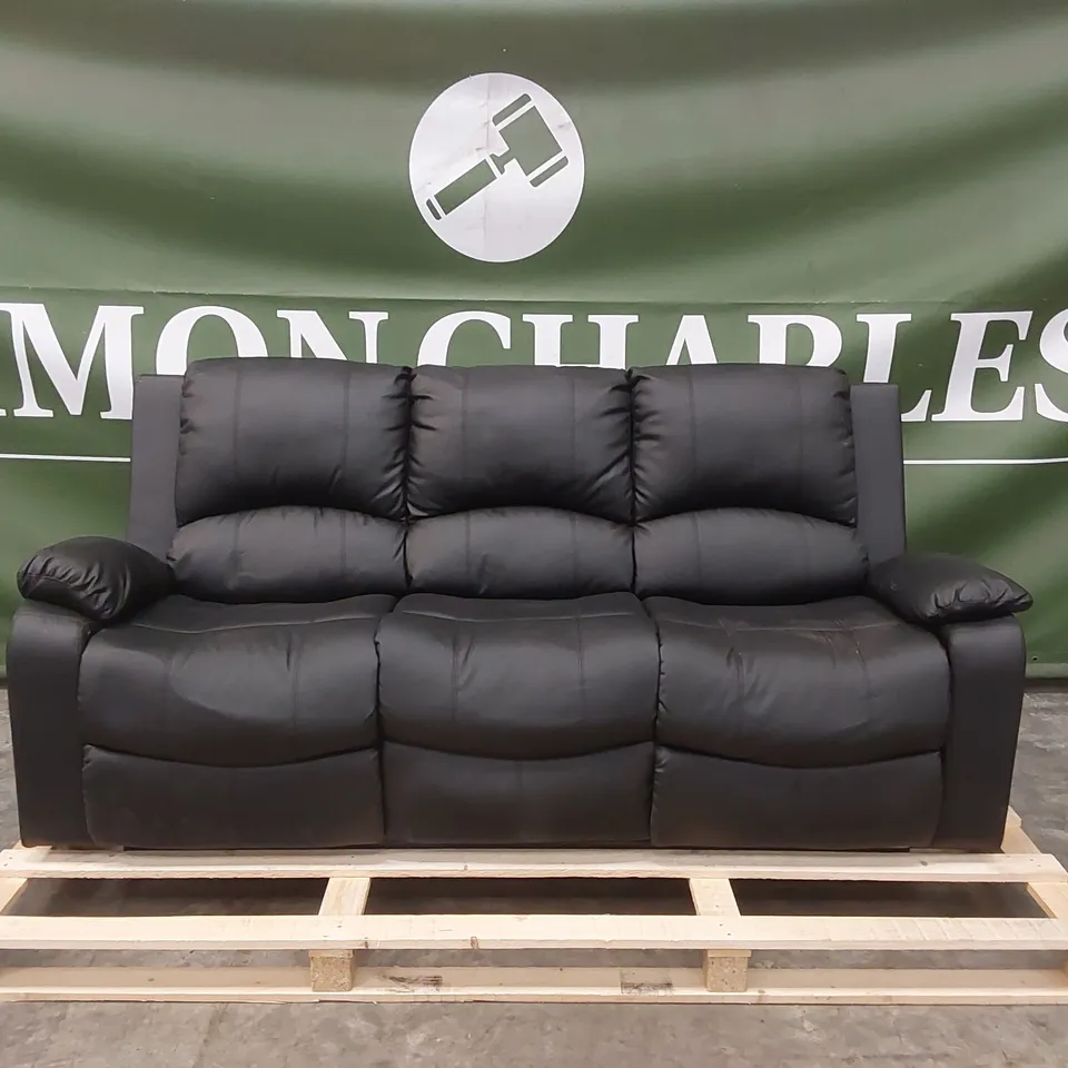 QUALITY DESIGNER MANERVIS 3 SEATER MANUAL RECLINING FAUX LEATHER SOFA 