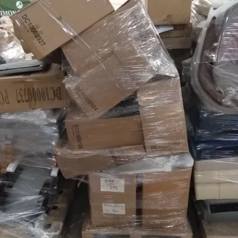 PALLET OF ASSORTED INCOMPLETE DESIGNER DINING CHAIR PARTS AND PIECES 