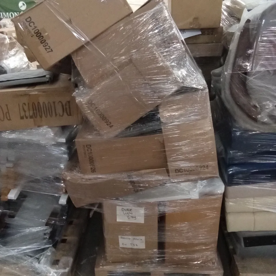 PALLET OF ASSORTED INCOMPLETE DESIGNER DINING CHAIR PARTS AND PIECES 