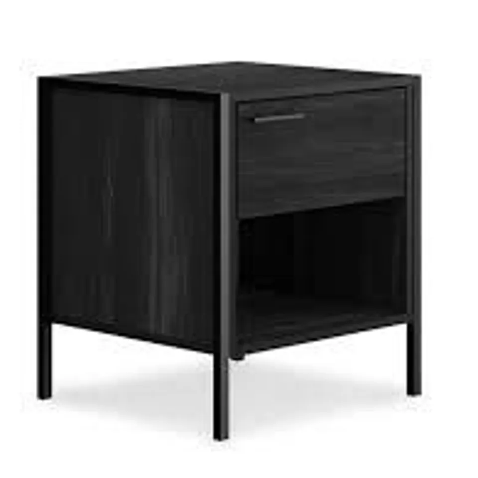 BOXED LPD HOME BEDSIDE CABINET - VINTAGE WOOD/BLACK (1 BOX)