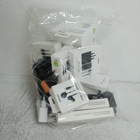 BAG OF ITEMS INCLUDING EARPHONES, PLUGS ETC.