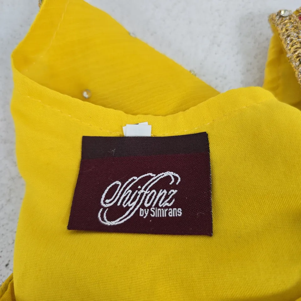 SHIFTONS BY SIMRANS EMBROIDERED ETHNIC OUTFIT SET – YELLOW & DARK GREEN