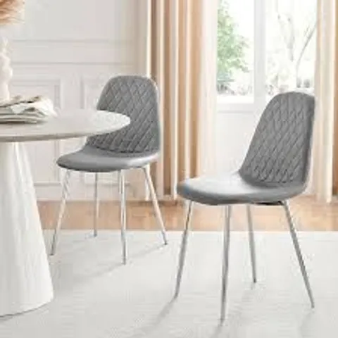 BOXED DINING CHAIRS (SET OF 2) - GREY/SILVER (1 BOX)