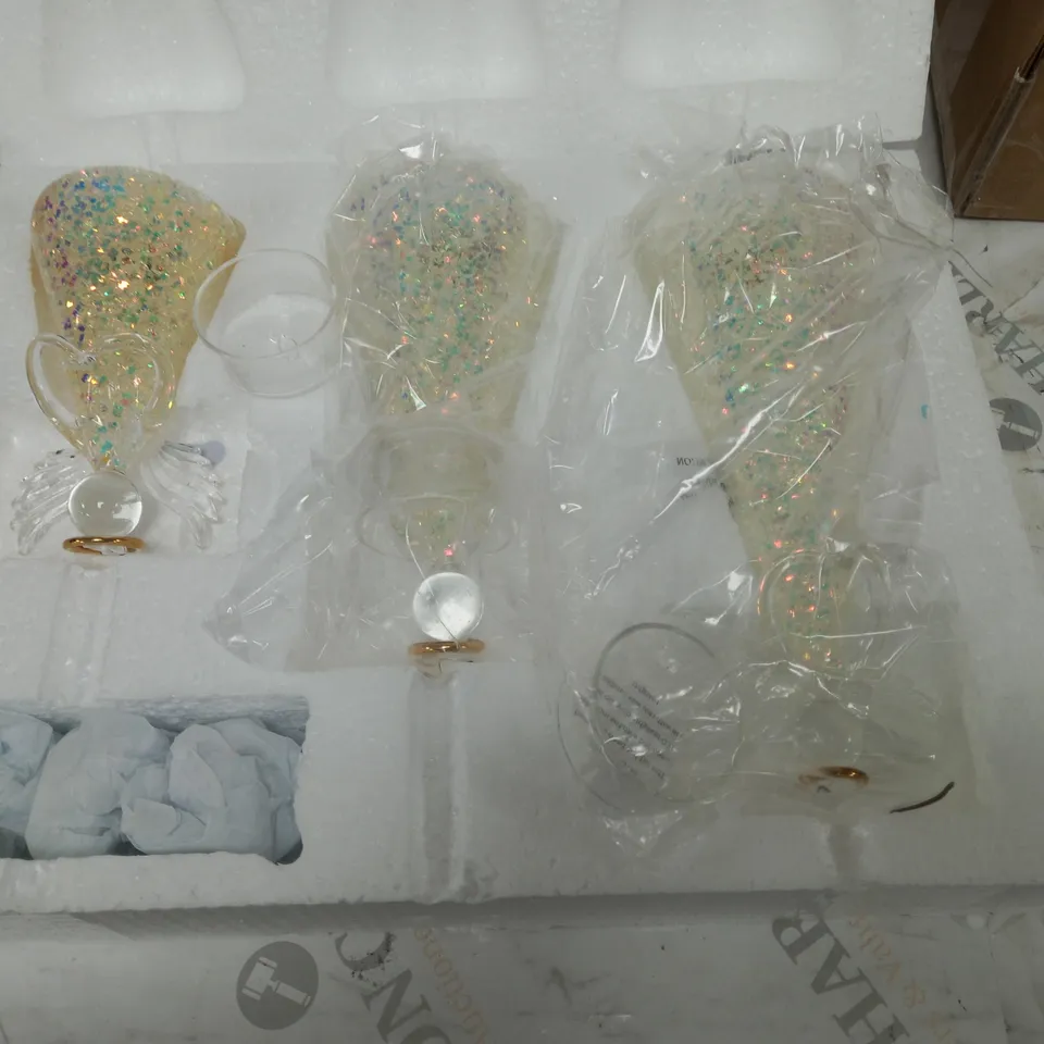 HOME REFLECTIONS SET OF 3 PRE-LIT GLASS ANGEL CANDLE HOLDERS